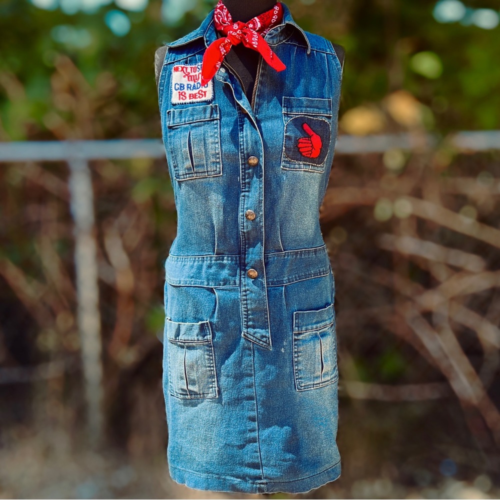 VINTAGE STRETCH-DENIM MINI DRESS